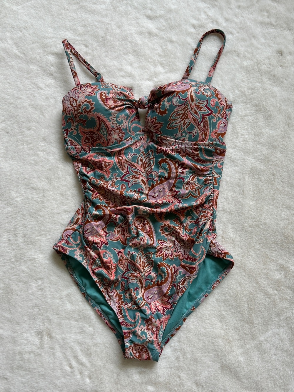 Shade & Shore Paisley One-Piece Swimsuit in Teal and Pink